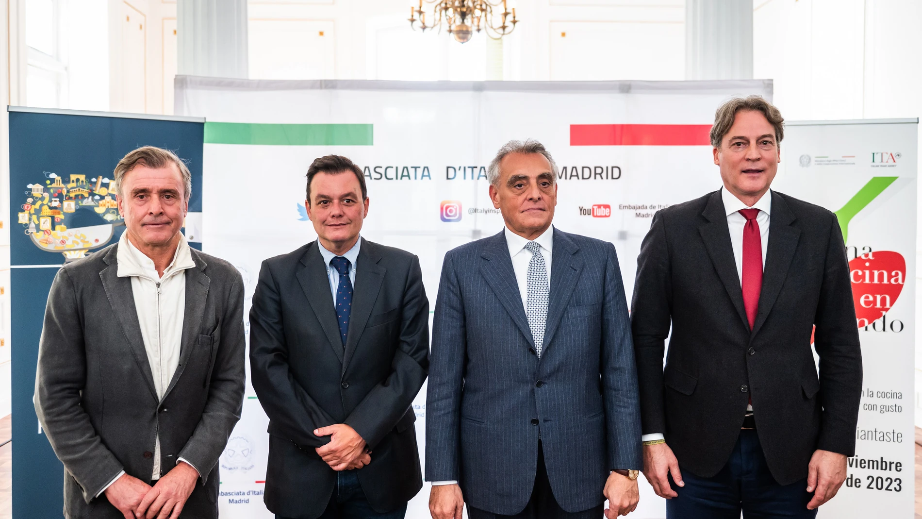 Amedeo Carboni, Víctor Francos, embajador italiano Giuseppe Buccino Grimaldi y Rafael Pascual