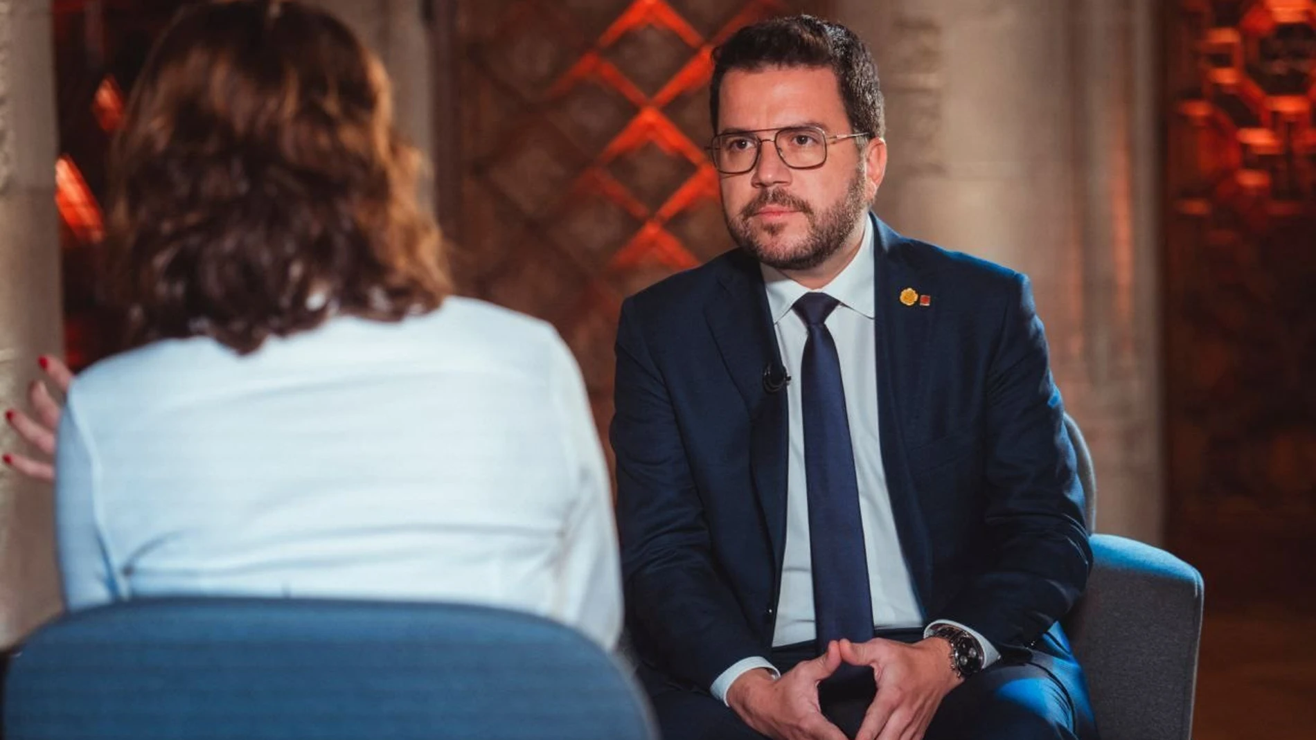 El presidente de la Generalitat, Pere Aragonès, en una entrevista de TV3. GOVERN-ARNAU CARBONELL 20/11/2023
