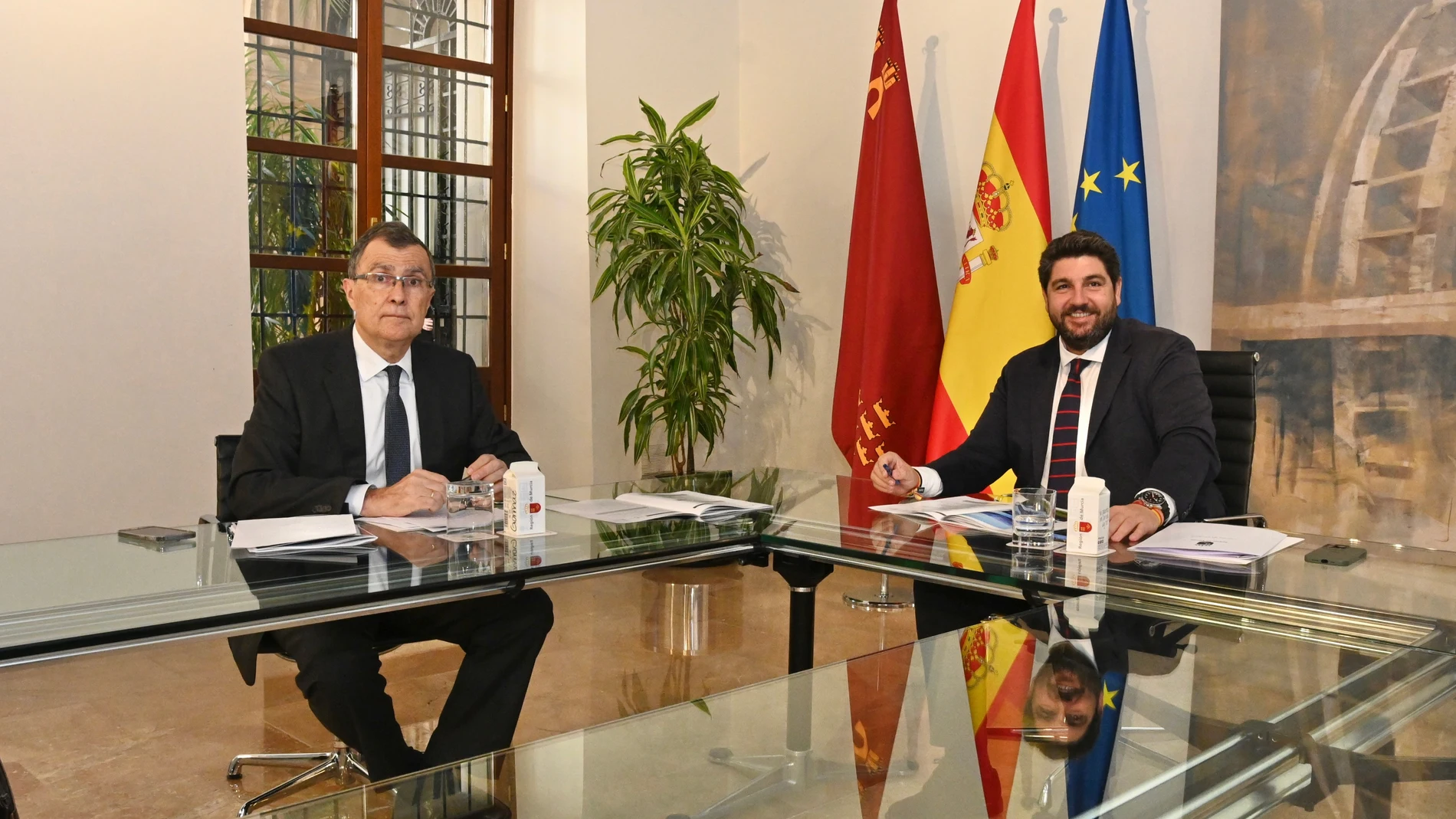 El presidente de la Comunidad, Fernando López Miras, y el alcalde de Murcia, José Ballesta