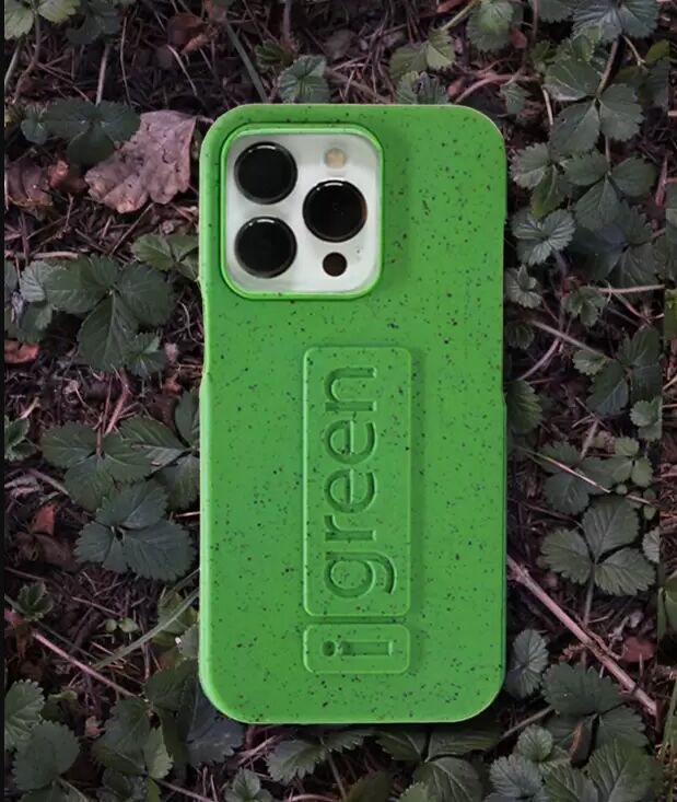 Funda iGreen verde con semillas de albahaca. 