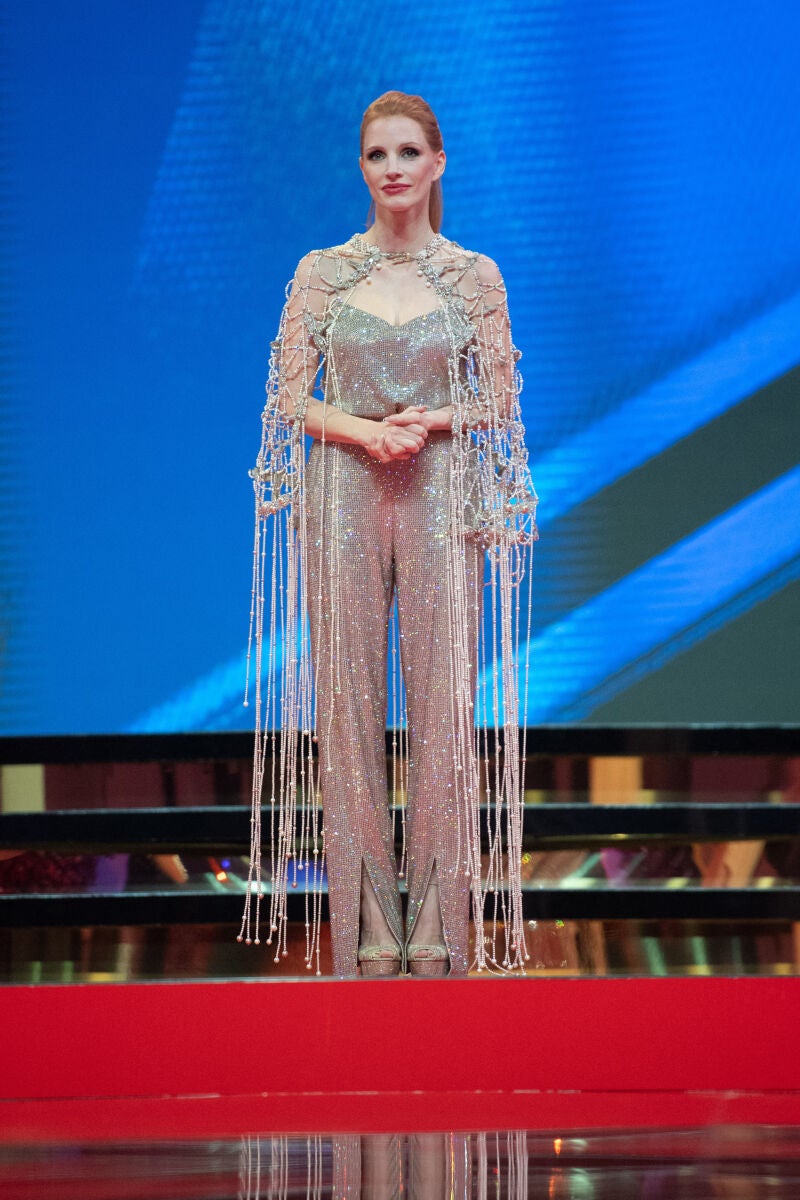 Jessica Chastain con un mono de brillos en el Festival del Marrakech.