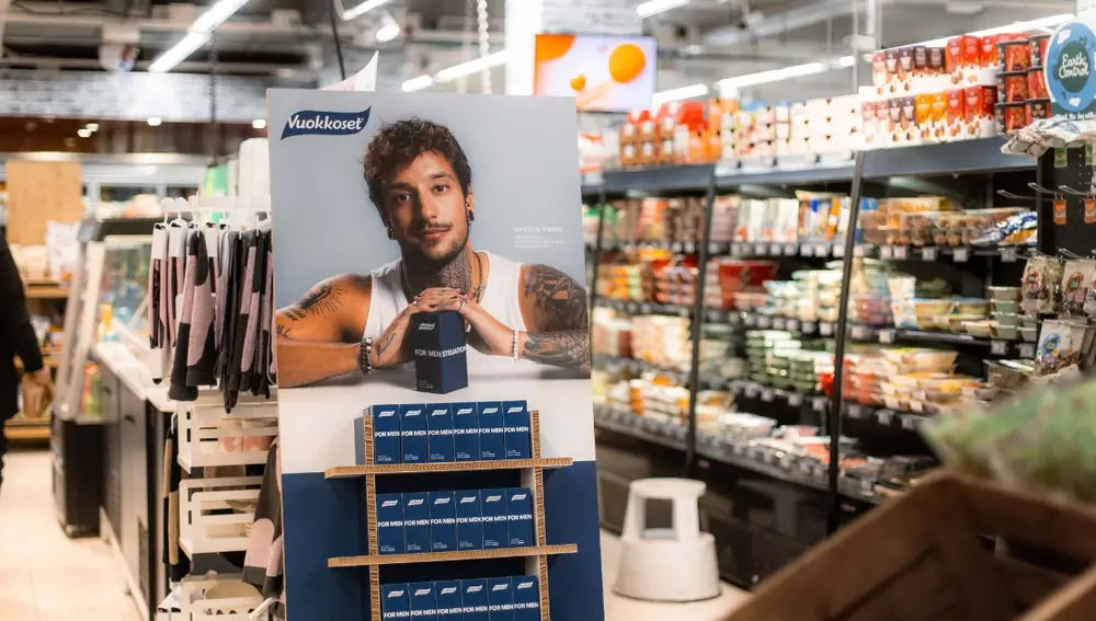 'Tampon for Men' de la marca Vuokkoset en un supermercado de Finlandia