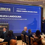 Gianluca Landolina. Presidente de la Cámara de Comercio de España en Italia durante su discurso en la entrega de premios en su XVII edición en Milán.