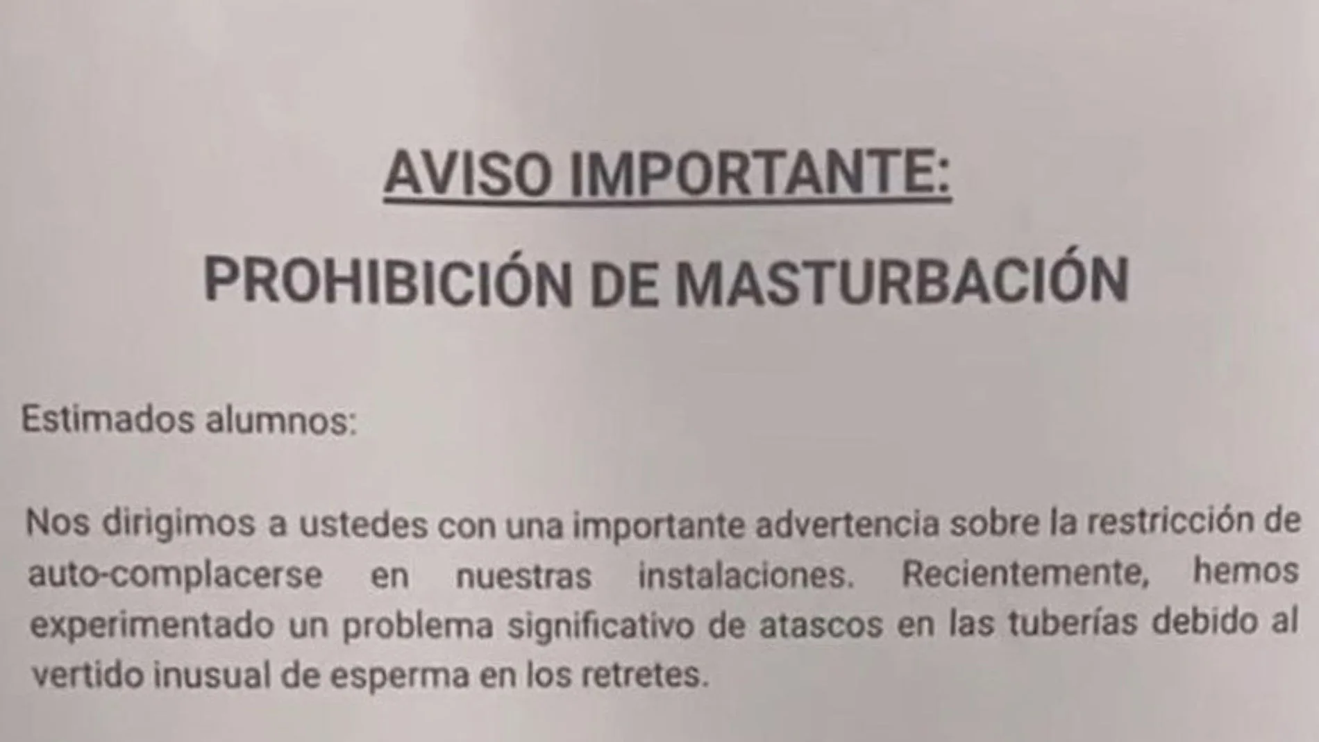 Así comienza el bulo que está circulando por redes sociales sobre la "prohibición de masturbación" en un instituto de Madrid