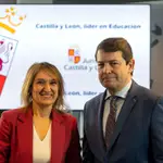 El presidente de Castilla y León, Alfonso Fernández Mañueco, valora, junto a la consejera Rocío Lucas, los datos del Informe PISA
