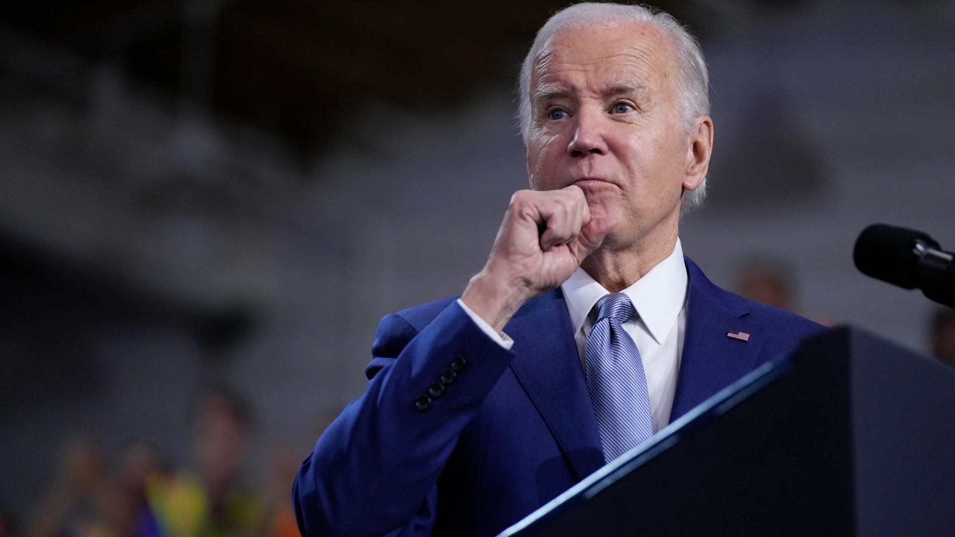 President Joe Biden speaks about investment in rail projects, including high-speed electric trains, Friday, Dec. 8, 2023, in Las Vegas. (AP Photo/Manuel Balce Ceneta)