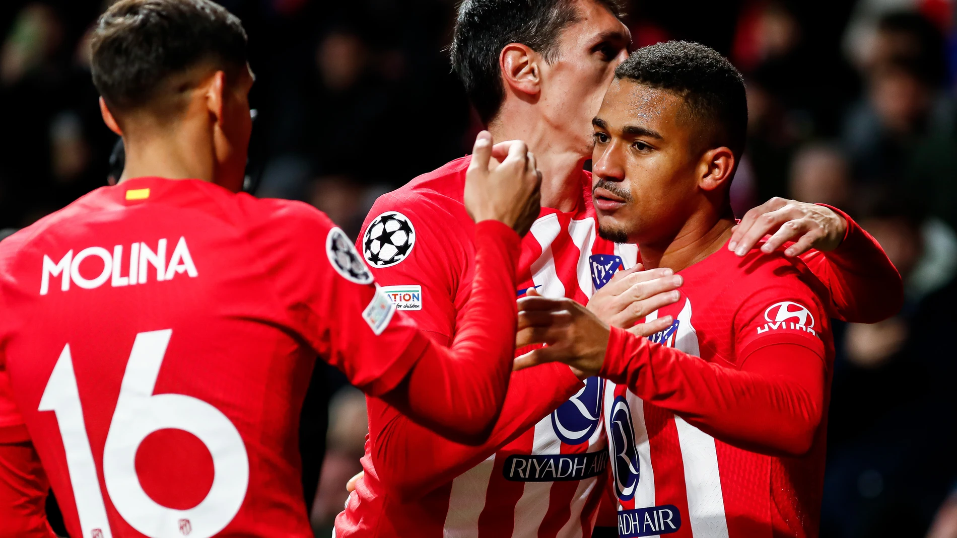 Samuel Lino of Atletico de Madrid celebrates a goal during the UEFA Champions League, Group E round 6, football match played between Atletico de Madrid and SS Lazio at Civitas Metropolitano stadium on December 13, 2023, in Madrid, Spain. AFP7 13/12/2023 ONLY FOR USE IN SPAIN