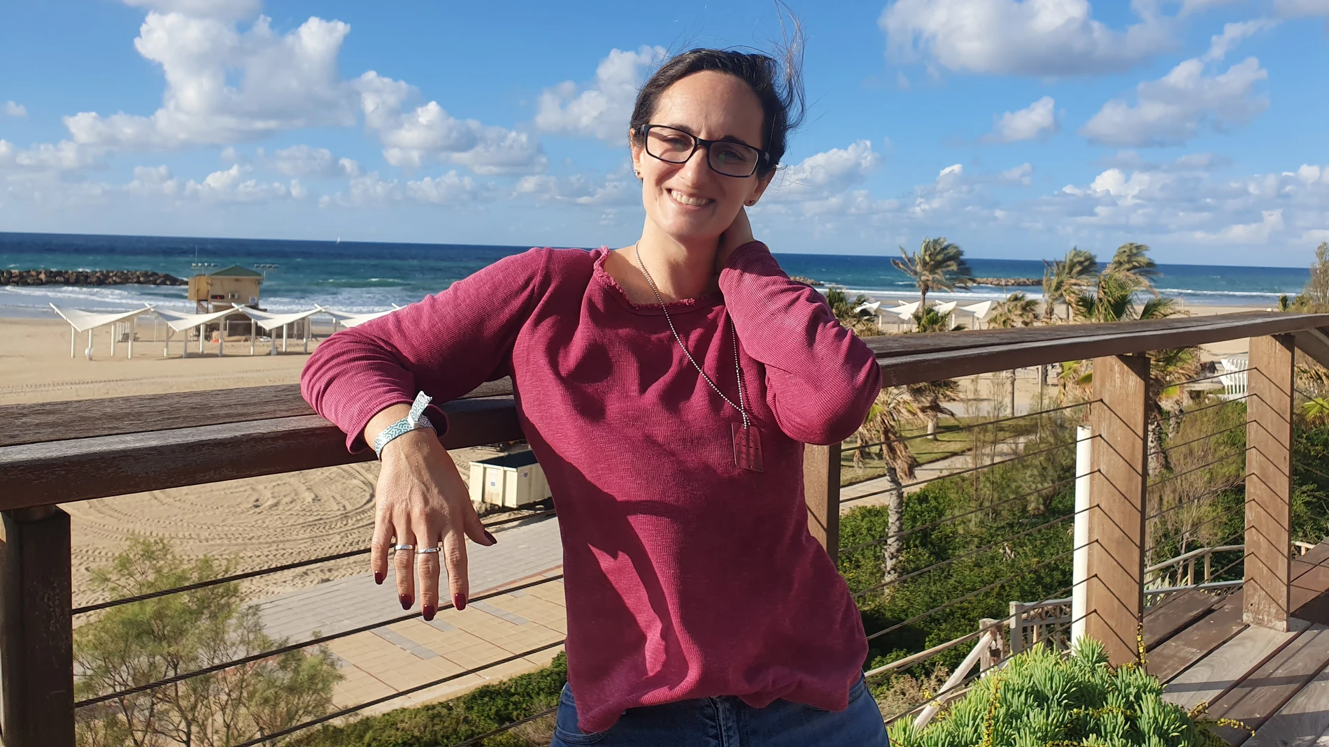 Galia Sopher, desplazada en un hotel de Tel Aviv