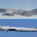 Bombardero H-6 chino y un avión militar ruso TU-95