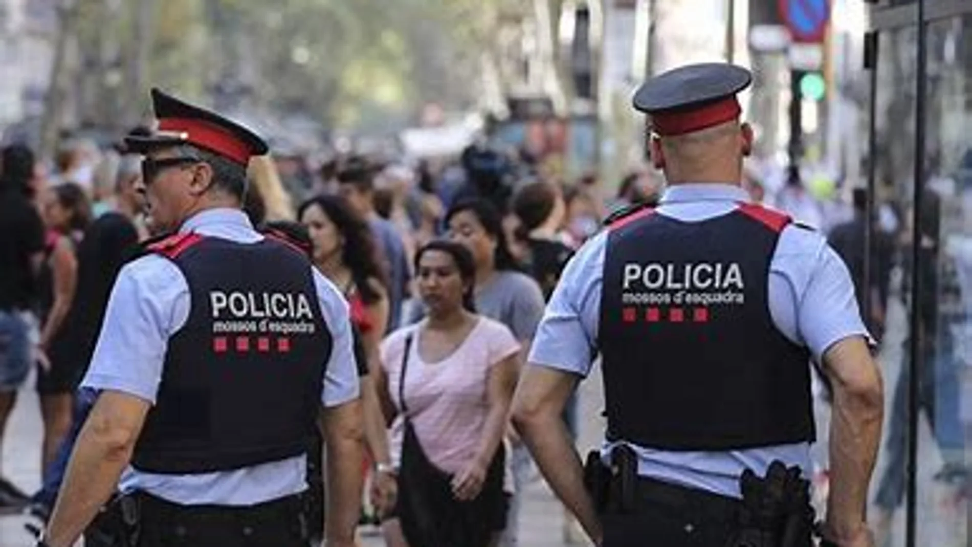 Patrulla de los Mossos, en las Ramblas de Barcelona