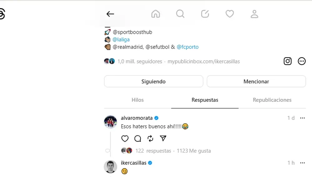 Iker Casillas y Morata en Thread
