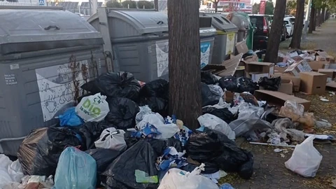 Bolsas de basura esparcidas en una calle de Sevilla