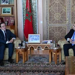 Spanish Foreign Minister Jose Manuel Albares (L) attends a meeting with Morocco's Foreign Minister Nasser Bourita (R) at the Foreign Ministry building in Rabat, Morocco.