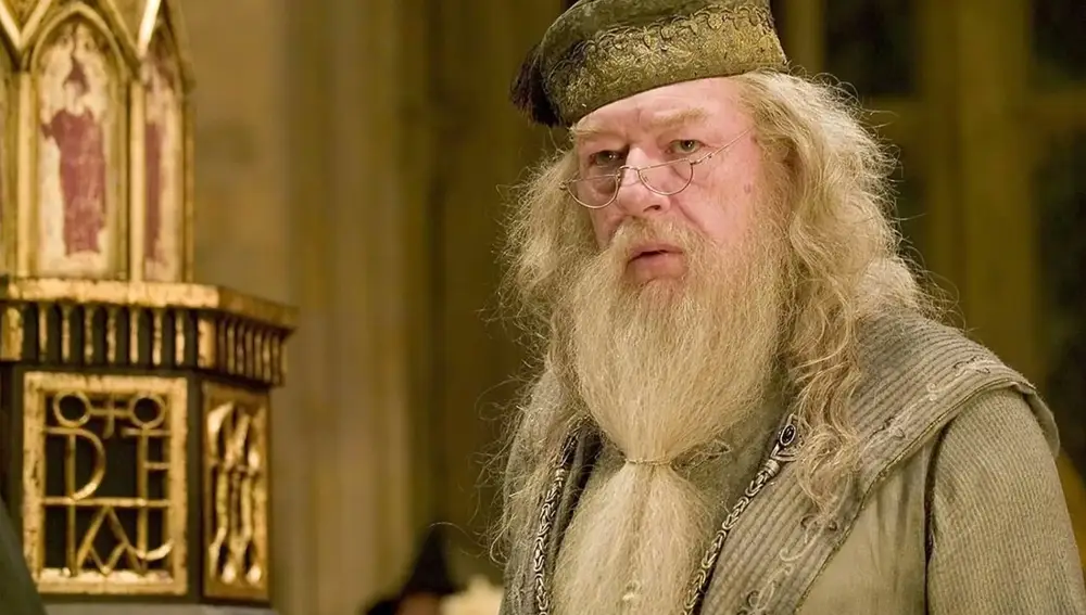 Michael Gambon interpretando a Dumbledore en 'Harry Potter'