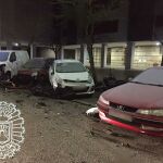 Aspecto de los coches afectados por el accidente en Burgos