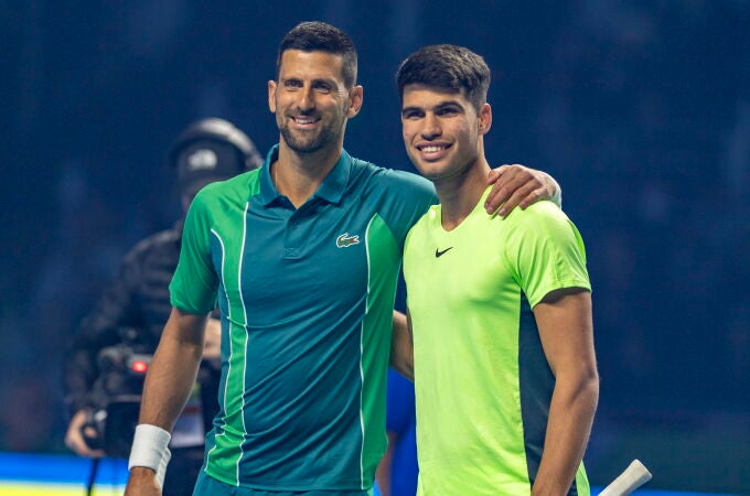Novak Djokovic y Carlos Alcaraz, en Riad 