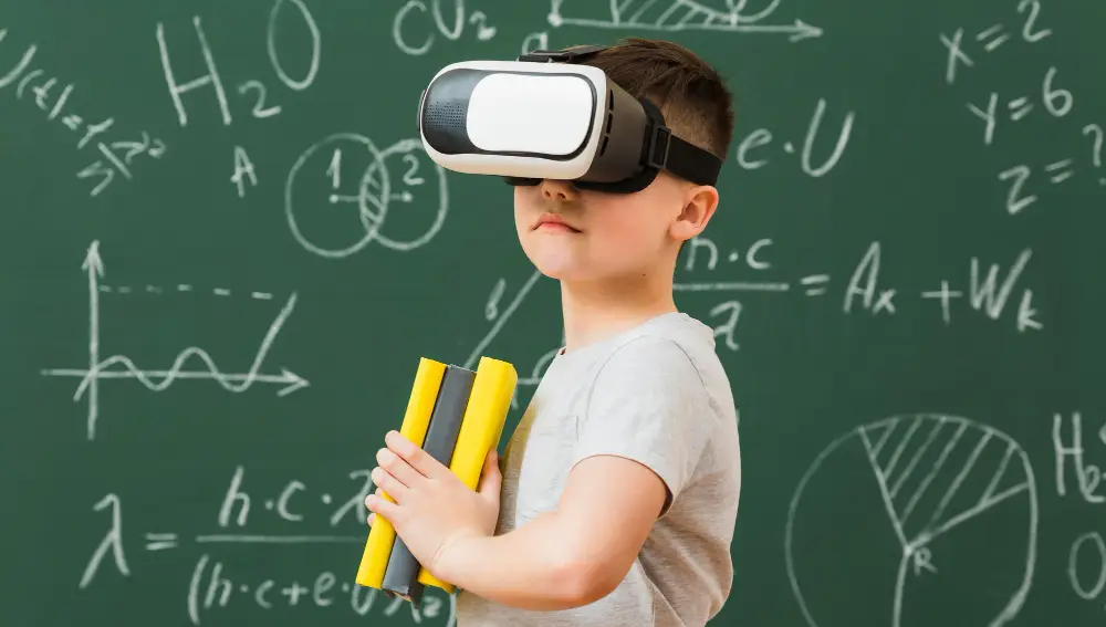 Un niño usa realidad virtual