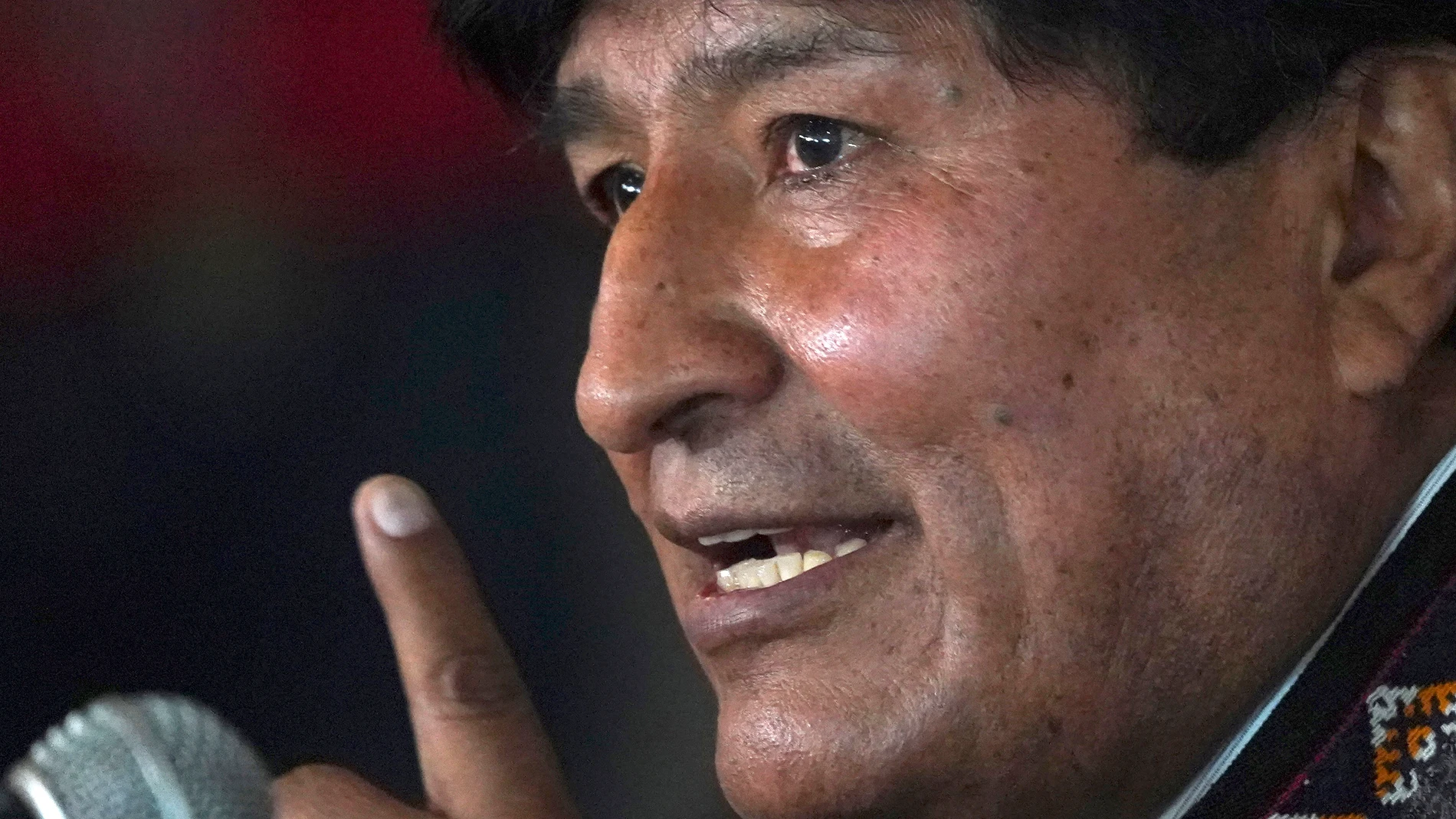 FILE - Evo Morales, former president of Bolivia, speaks during a press conference on the sidelines of a Labor Party seminar, in Mexico City, Oct. 22 2021. On the social network X, formerly known as Twitter, Morales accused Ecuador's current President Luis Arce, on Saturday, Dec. 30, 2023, of plotting to keep him from competing in the 2025 presidential race. (AP Photo/Marco Ugarte, File)
