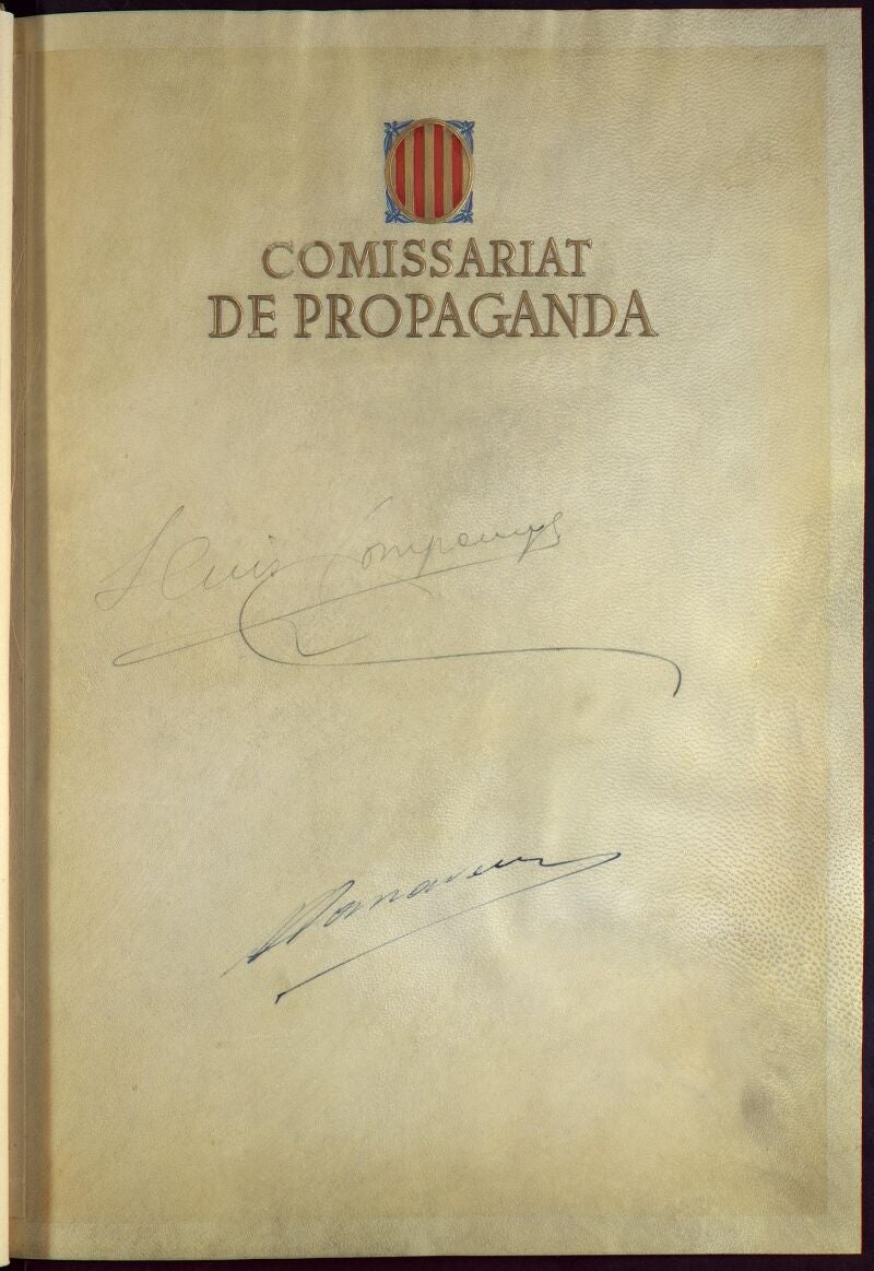 Primera página con las firmas de Lluís Companys y Josep Tarradellas