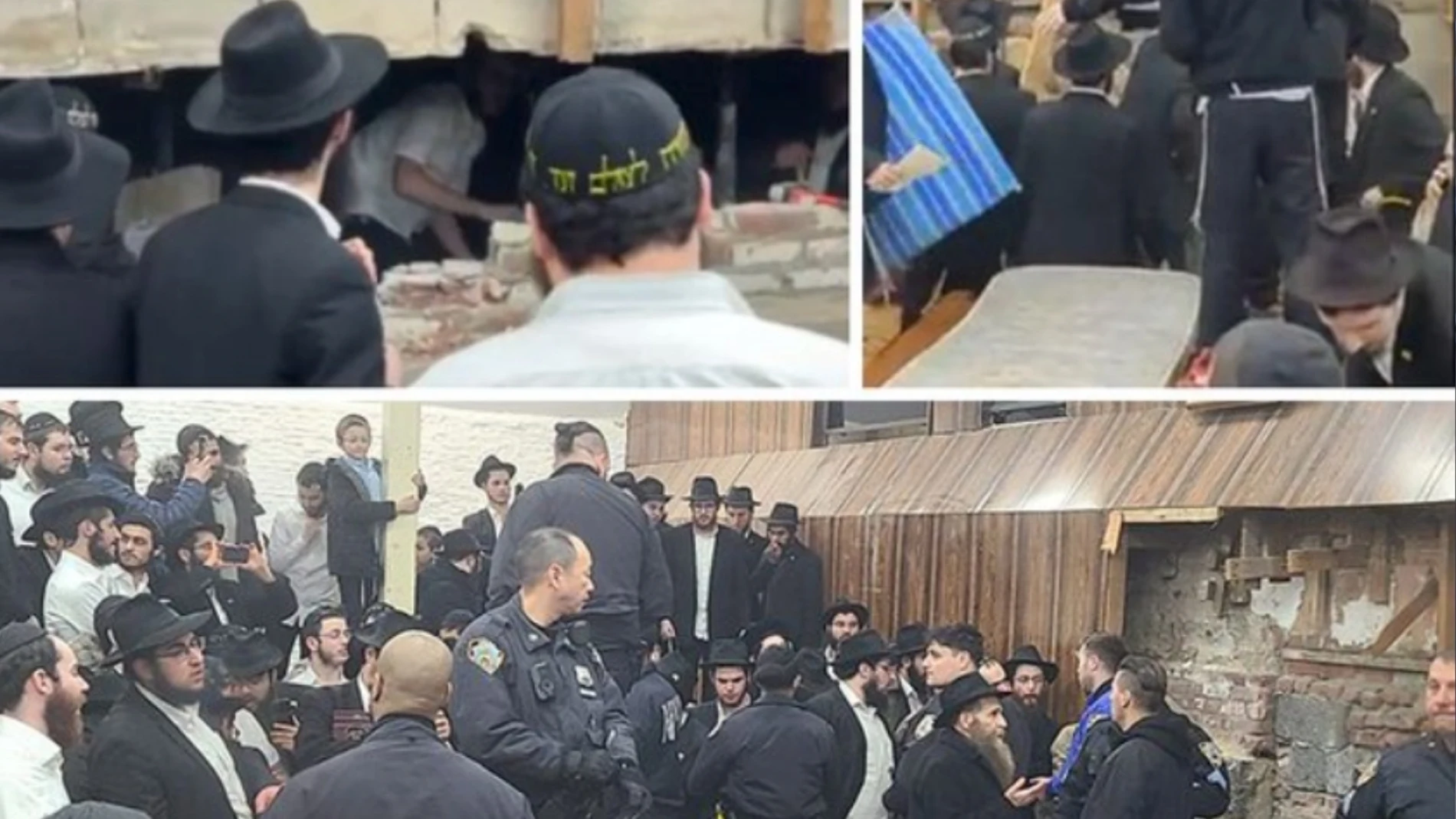 Imágenes que circularon en redes de las detenciones del pasado lunes en la sede central de Brooklyn (Nueva York) de Jabad-Lubavitch