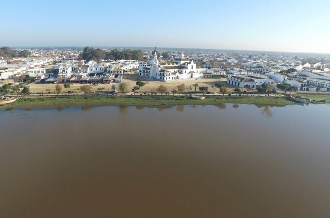 Vista aérea de la aldea de El Rocío (Huelva) .AYUNTAMIENTO DE ALMONTE
