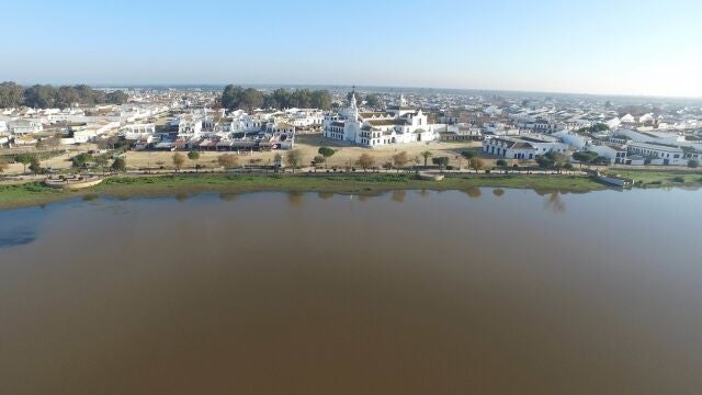 Vista aérea de la aldea de El Rocío (Huelva) .AYUNTAMIENTO DE ALMONTE