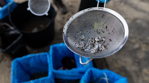 Las tareas de búsqueda de sacos de pélets del helicóptero de Salvamento Marítimo finalizan sin resultados
