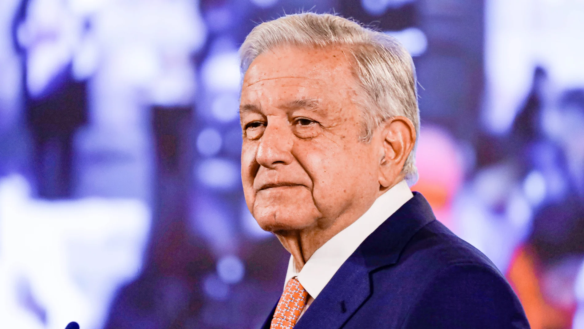 January 8, 2024, Mexico City, Munich, Mexico: January 8, 2024, Mexico City, Mexico: The president of Mexico, Andres Manuel Lopez Obrador at a press conference before reporters at the National Palace in Mexico City. 08/01/2024