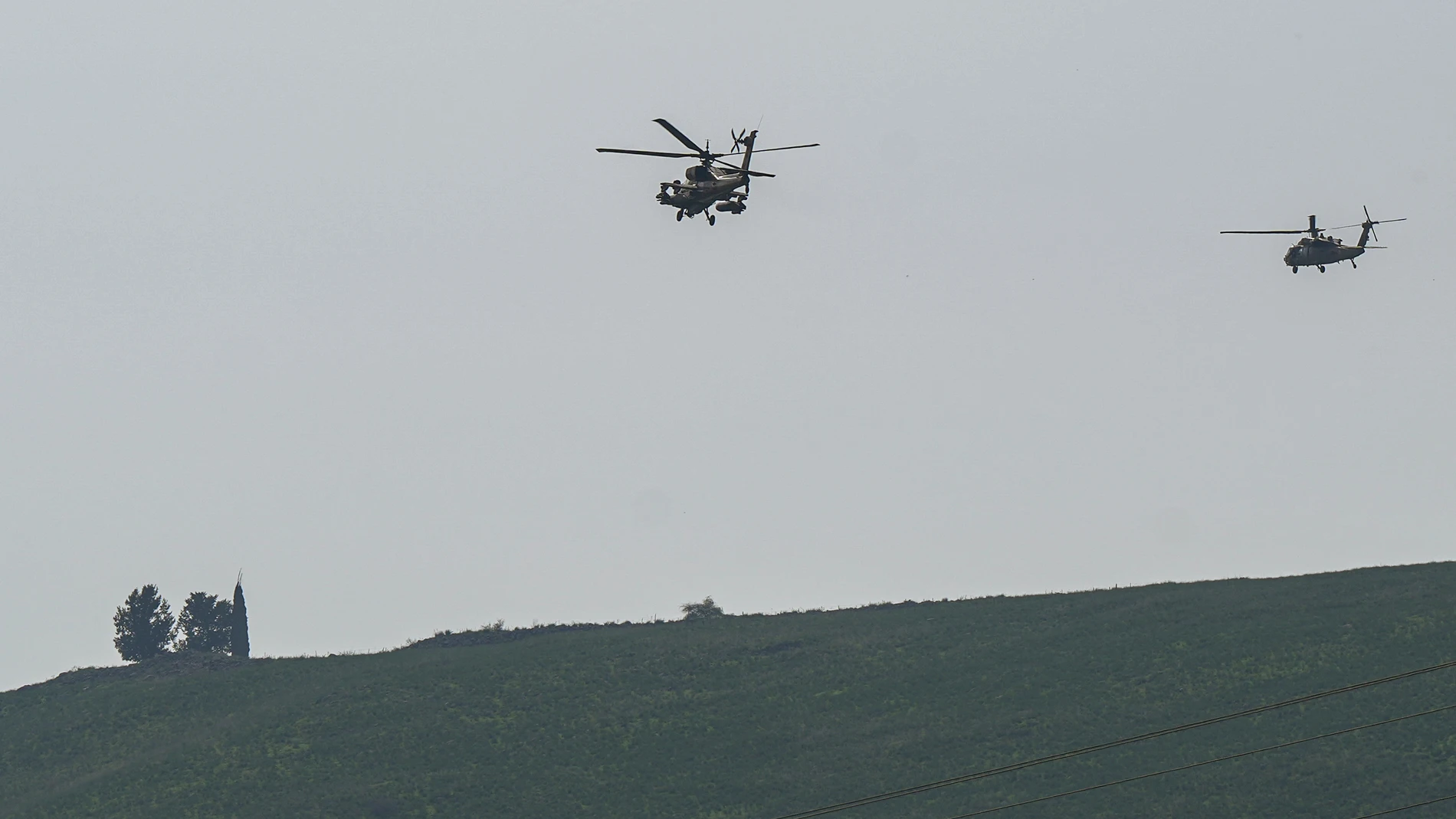 Helicópteros del Ejército de Israel en el norte del país, cerca de la frontera con Líbano (archivo) 08/01/2024