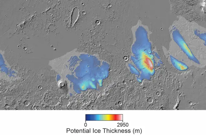 Hallan enormes depósitos de hielo en el ecuador de Marte