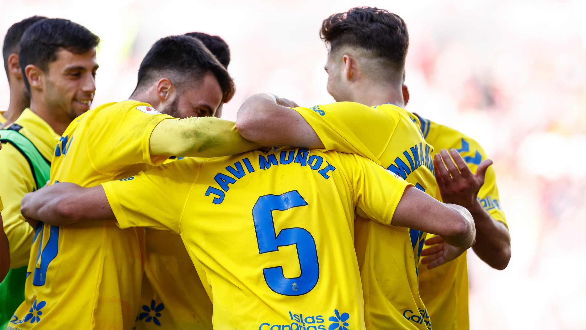Javi Munoz of UD Las Palmas celebrates a goal during the Spanish League, LaLiga EA Sports, football match played between Rayo Vallecano and UD Las Palmas at Estadio de Vallecas on January 20, 2024 in Madrid, Spain.AFP7 20/01/2024 ONLY FOR USE IN SPAIN