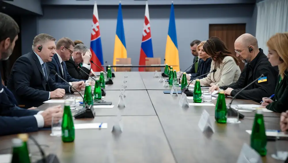 Ukraine's Prime Minister Shmyhal and Slovakia's Prime Minister Fico meet in Ukraine