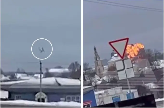 Una llamarada y gritos de pánico: así se estrella el avión ruso derribado por Ucrania