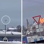 Momento en el que un avión militar ruso cae al suelo en la región rusa de Belgorod