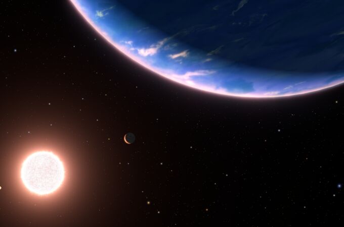 Representación artística del planeta GJ 9827d y su estrella
