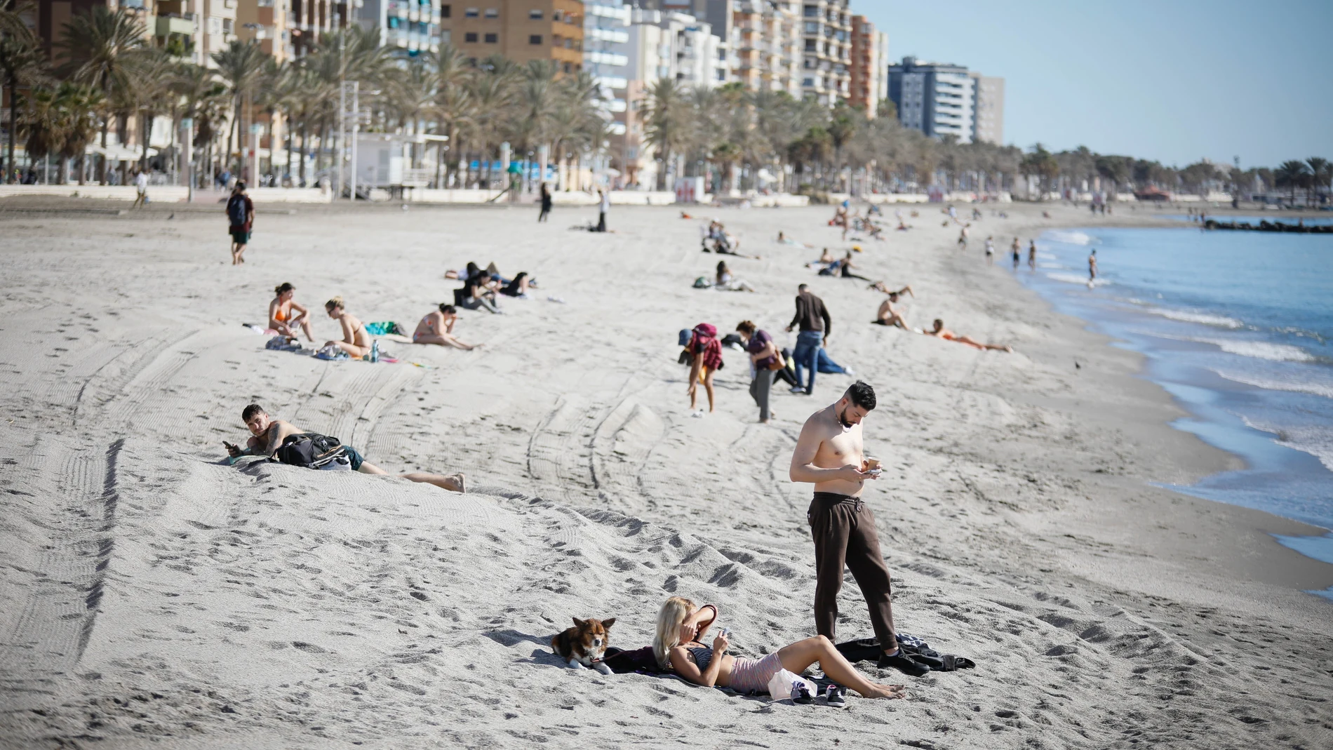 Varias personas en la Playa del Zapillo de Almería disfrutan del calor inusual en enero. A 25 de enero de 2024, en Almería (Andalucía, España). España ha encadenado 90 récords de calor desde el inicio de este mes de enero y se prevé que este jueves sea el más cálido de la semana con temperaturas de 20ºC en amplias zonas del país, por encima de los 25ºC en el sur y sureste y una máxima prevista de hasta 27ºC en Murcia. 25 ENERO 2024 Marian León / Europa Press 25/01/2024