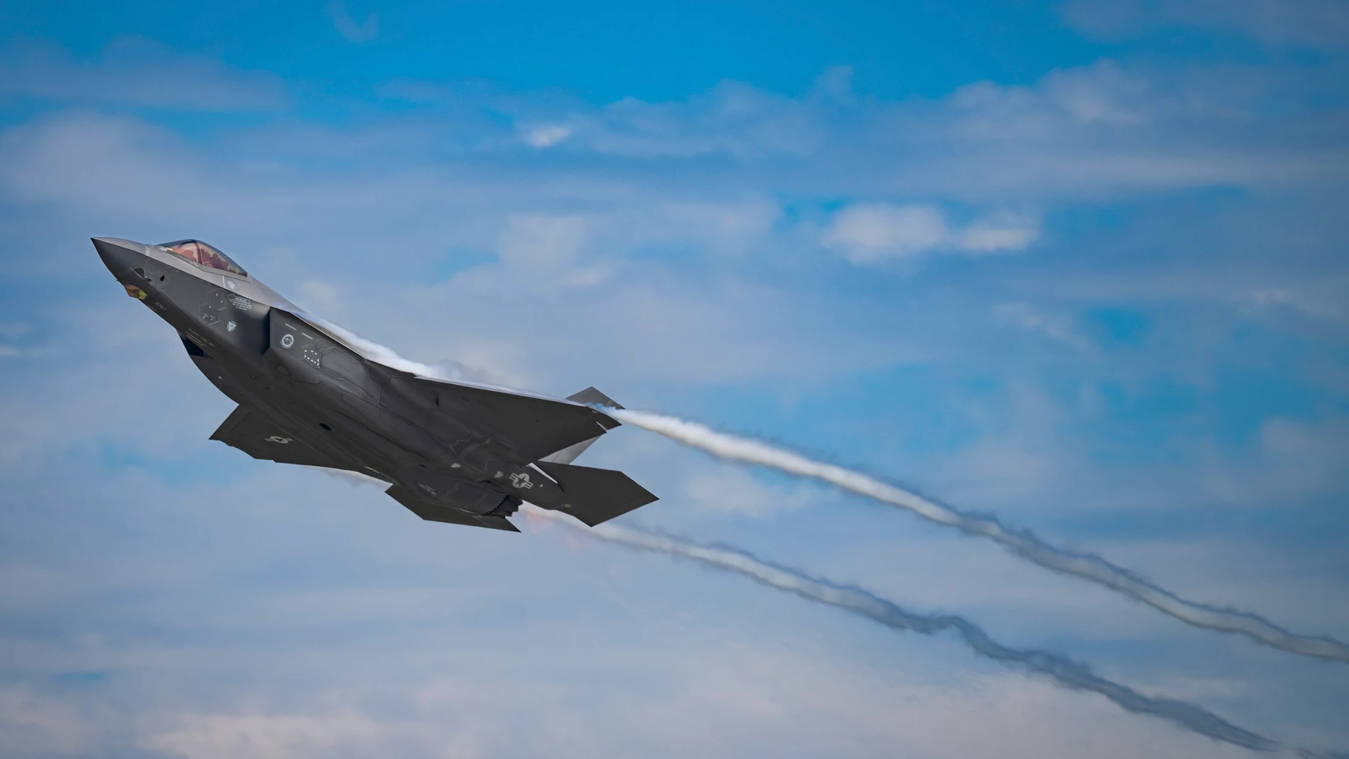 August 16, 2023, Point Mugu, CA, United States: A U.S Air Force F-35A Lightning II stealth fighter aircraft from the Green Bats of the 422nd Test and Evaluation Squadron, climbs out as it takes off from Naval Base Ventura County Point Mugu, August 16, 2023 in Point Mugu, California. (Foto de ARCHIVO) 16/08/2023