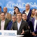 El secretario general del PP-A, Antonio Repullo, este sábado en Córdoba en la lectura del 'Manifiesto de los alcaldes y alcaldesas del Partido Popular por la igualdad de todos los españoles'.