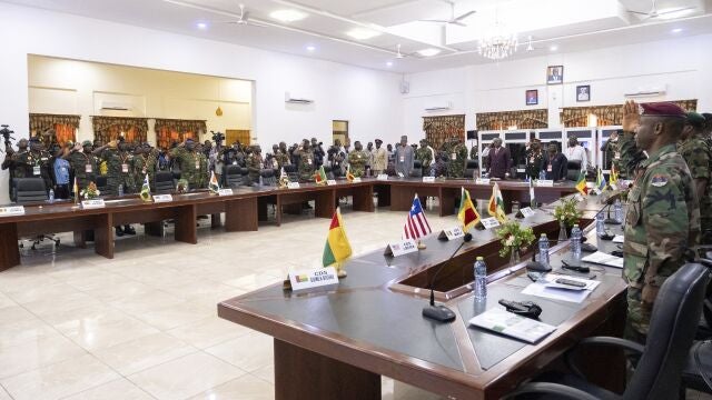 The defense chiefs from the Economic Community of West African States (ECOWAS) countries excluding Mali, Burkina Faso, Chad, Guinea and Niger, gather for their extraordinary meeting in Accra, Ghana.