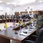 The defense chiefs from the Economic Community of West African States (ECOWAS) countries excluding Mali, Burkina Faso, Chad, Guinea and Niger, gather for their extraordinary meeting in Accra, Ghana.