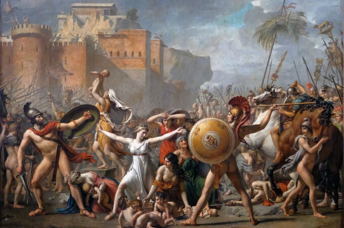 En el lienzo «El rapto de las Sabinas», de Jacques-Louis David, se evoca a una rebelión en la época romana