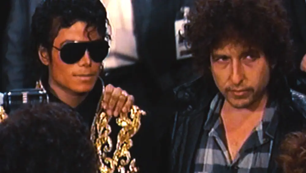Michael Jackson y Bob Dylan, en la sesión de grabación