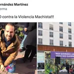 Tweet de Ángel Hernández: &quot;Yo me planto contra la violencia machista&quot;