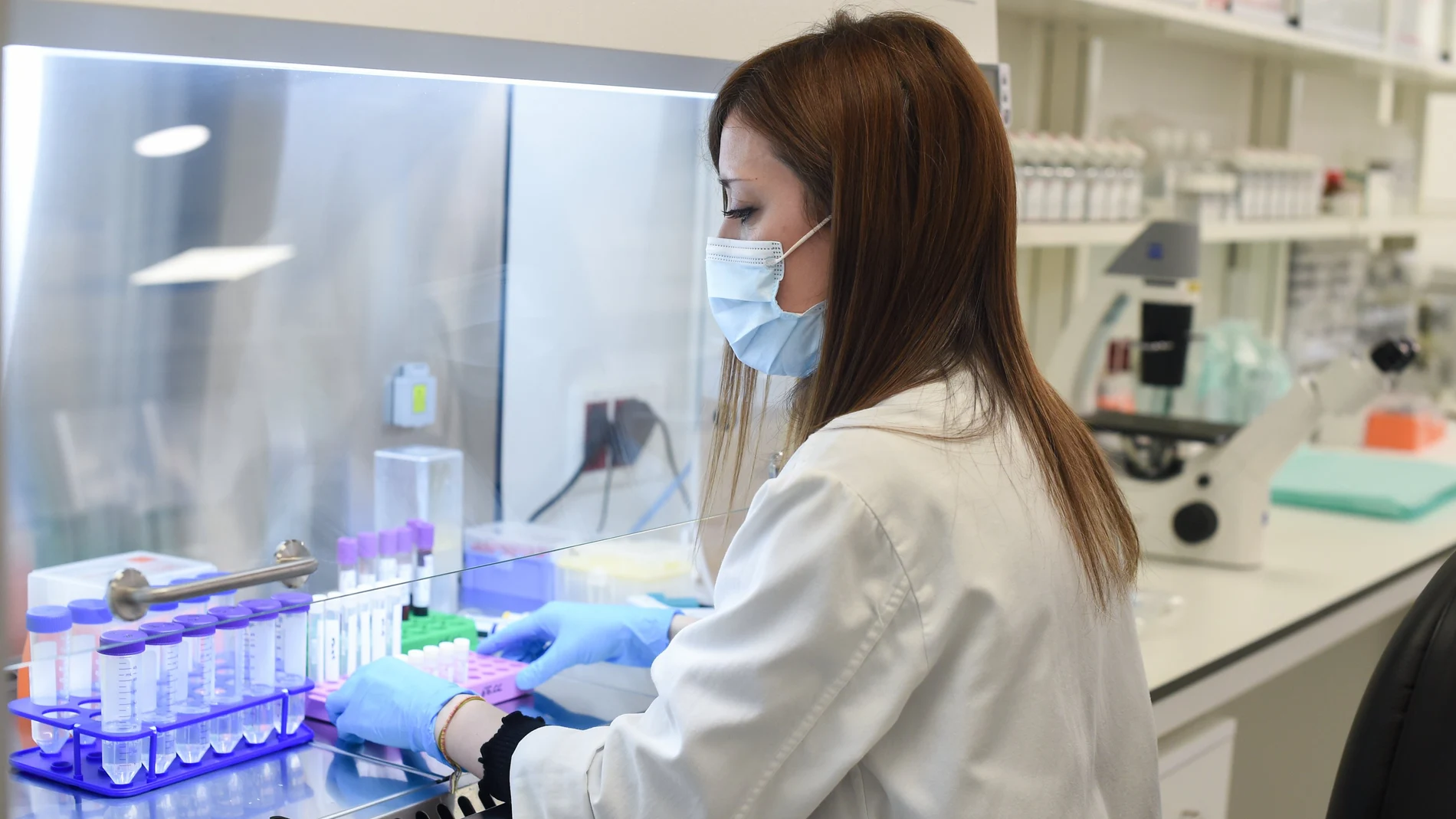 Una investigadora trabaja en el nuevo Centro de Oncología Experimental del Instituto de Investigación del Hospital Universitario 12 de Octubre