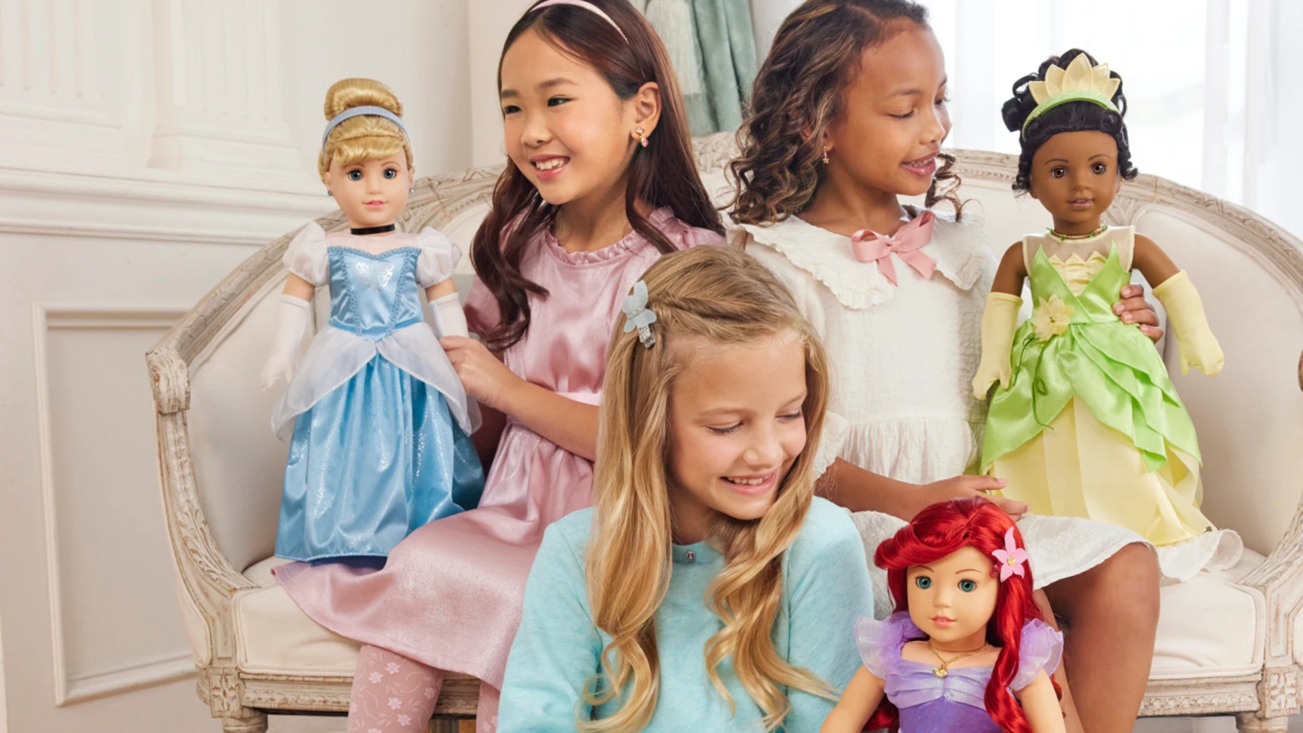 American Girl and Disney collaborate on a new 18-inch doll collection for the popular Disney Princess and Disney Frozen franchises, with fan favorites Ariel, Tiana, and Cinderella first to join the magical lineup in Spring 2024 (Photo: Business Wire)