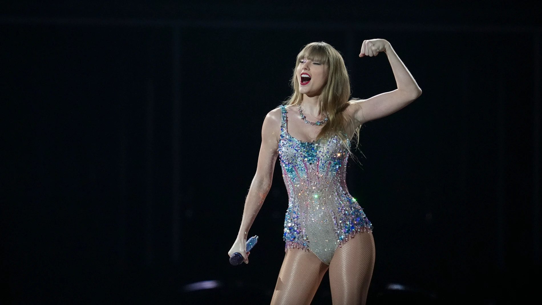 Taylor Swift performs as part of the "Eras Tour" at the Tokyo Dome, Wednesday, Feb. 7, 2024, in Tokyo. (AP Photo/Toru Hanai)