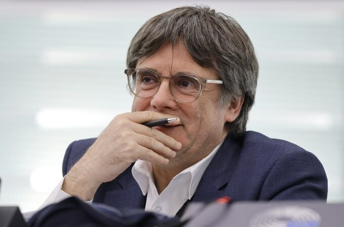 Former Catalan regional premier Carles Puigdemont attends a formal sitting at the European Parliament in Strasbourg, France.