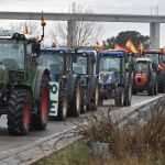 La N-232, a la altura de Mallén (Zaragoza), registra tráfico lento por las protestas de los agricultores