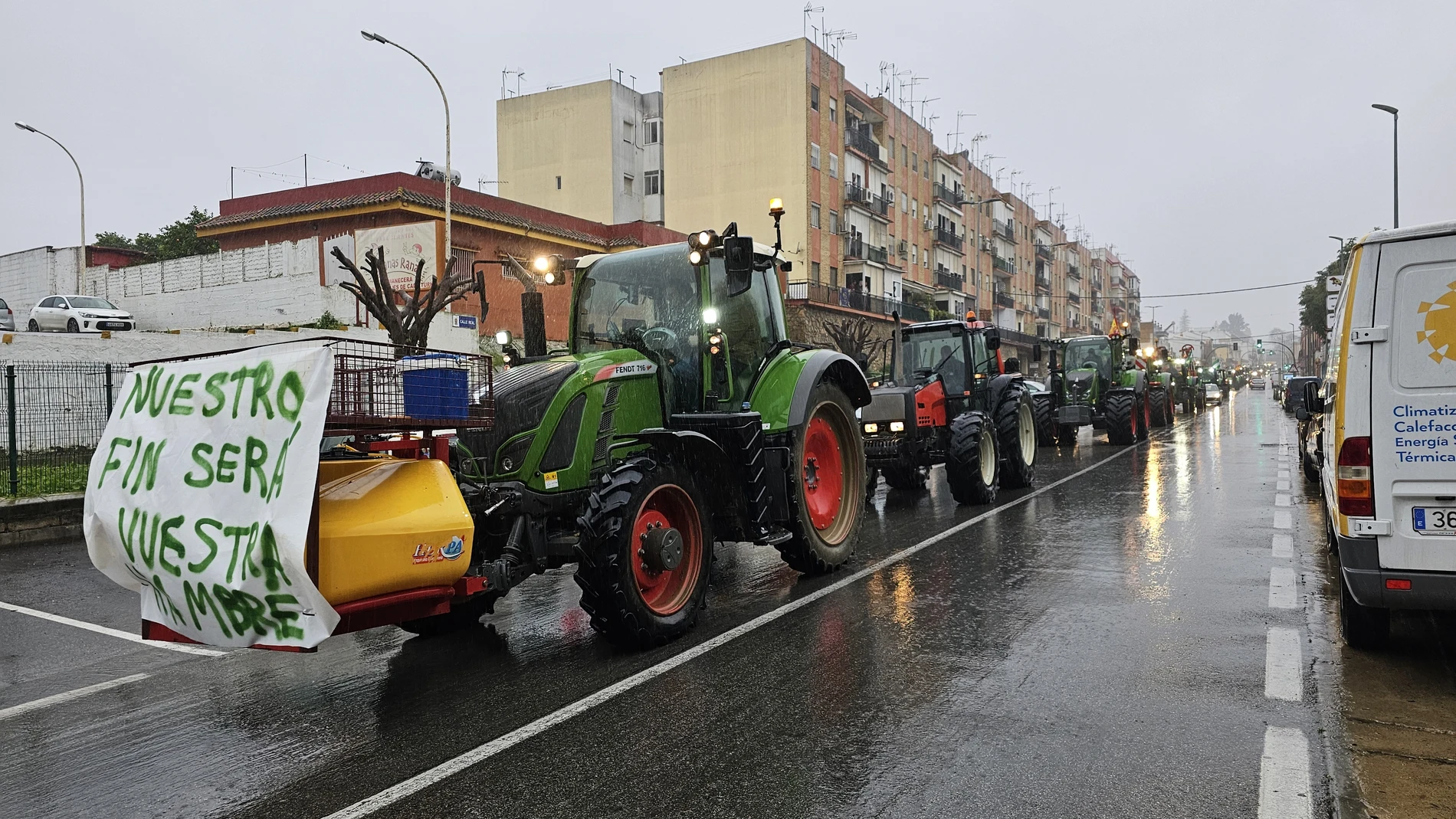 Protesta de agricultores en la provincia de Sevilla