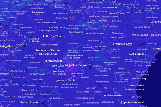 Un mapa para saber quién es la persona más famosa de tu barrio